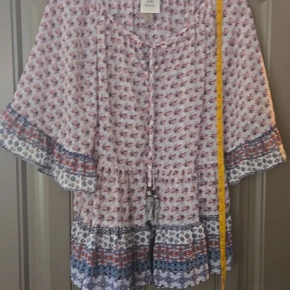 Boho Floral Print, Festival Bouse, Fairy, Semi Sheer, Whimsigoth, Angel sleeves - Picture 9 of 14